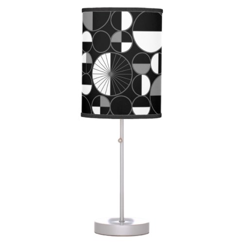 Mid Century Modern Circles Halves Black Gray Table Lamp