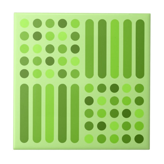 Mid Century Modern Circles Lines Chartreuse Ceramic Tile (Front)