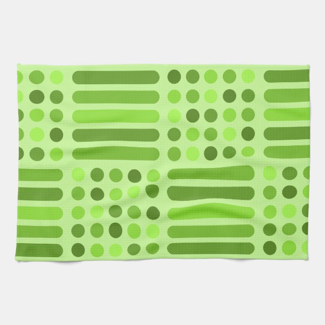 Mid Century Modern Circles Lines Chartreuse Kitchen Towel (Horizontal)