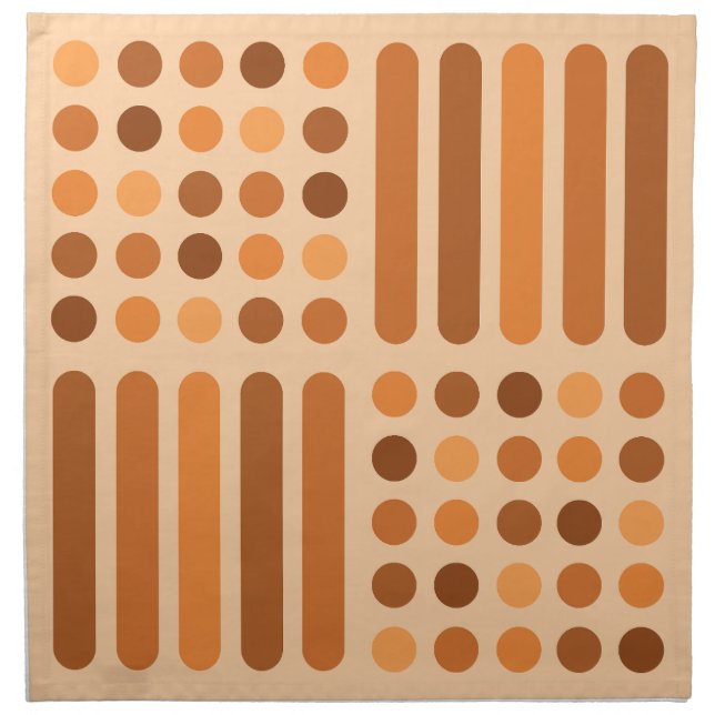 Mid Century Modern Circles Lines Orange Cloth Napkin (Front)