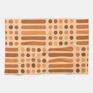 Mid Century Modern Circles Lines Orange Kitchen Towel
