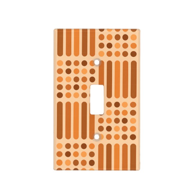 Mid Century Modern Circles Lines Orange Light Switch Cover (Front)