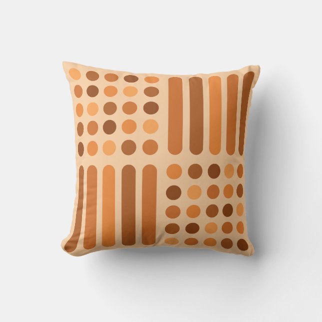 Mid Century Modern Circles Lines Orange Throw Pillow (Front)