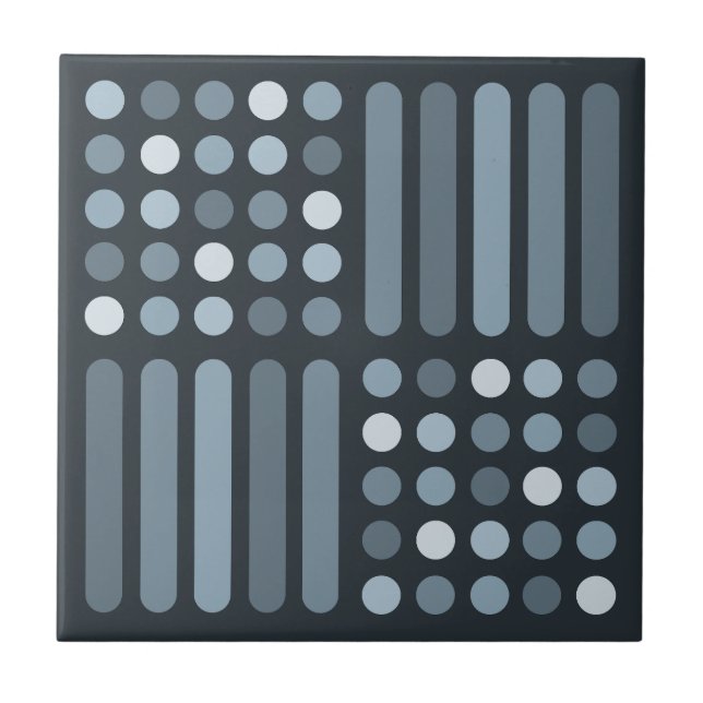 Mid Century Modern Circles Lines Slate Ceramic Tile (Front)
