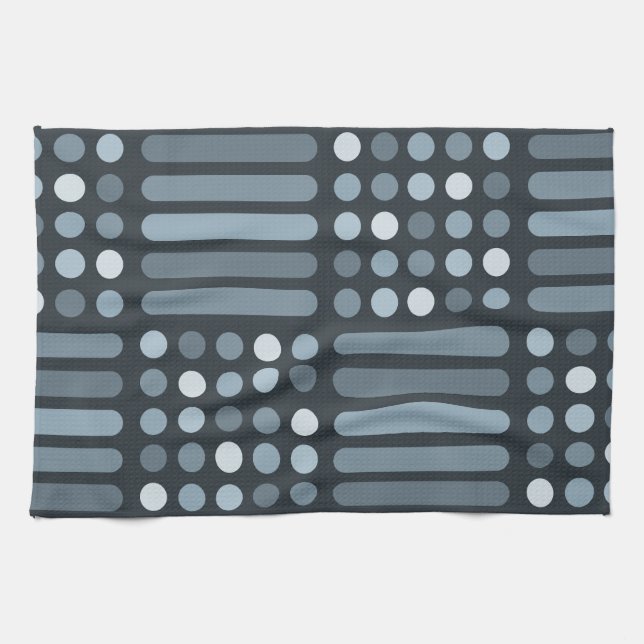 Mid Century Modern Circles Lines Slate Kitchen Towel (Horizontal)
