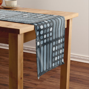 Mid Century Modern Circles Lines Slate Short Table Runner