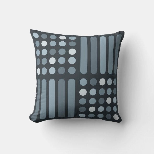 Mid Century Modern Circles Lines Slate Throw Pillow (Front)