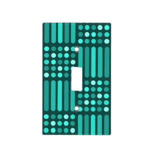 Mid Century Modern Circles Lines Teal Light Switch Cover