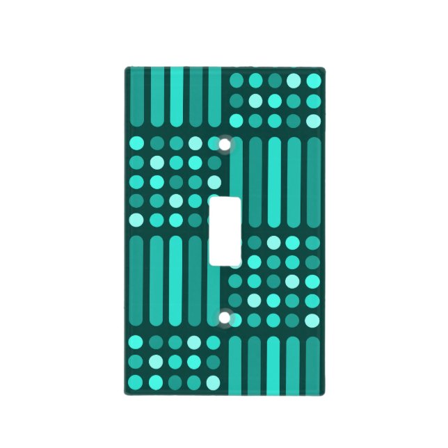 Mid Century Modern Circles Lines Teal Light Switch Cover (Front)