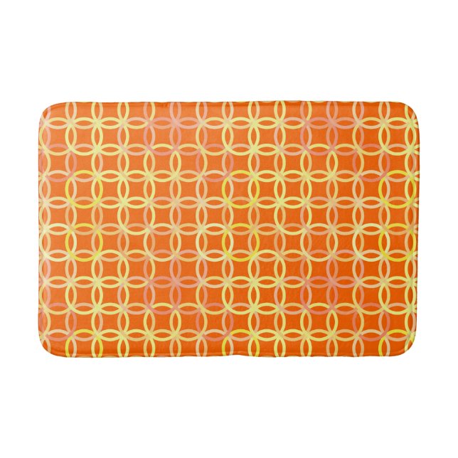 Mid-Century Modern circles, mandarin orange Bathroom Mat (Front)