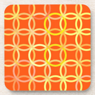 Mid-Century Modern circles, mandarin orange Beverage Coaster