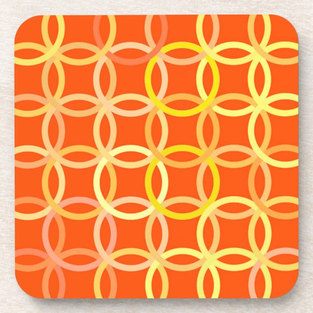 Mid-Century Modern circles, mandarin orange Beverage Coaster (Front)
