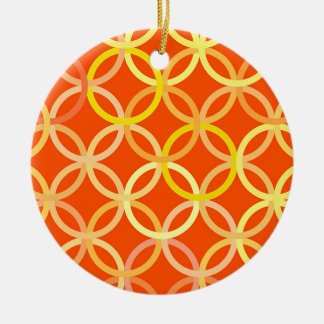 Mid-Century Modern circles, mandarin orange Ceramic Ornament (Front)