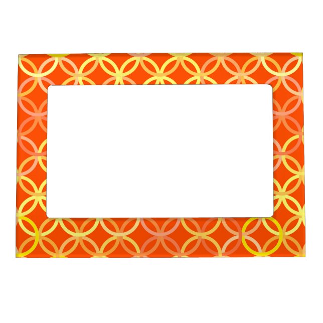 Mid-Century Modern circles, mandarin orange Magnetic Frame (Front)