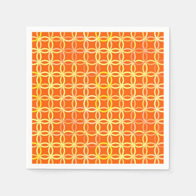 Mid-Century Modern circles, mandarin orange Napkins (Front)