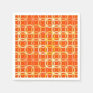 Mid-Century Modern circles, mandarin orange Paper Napkins
