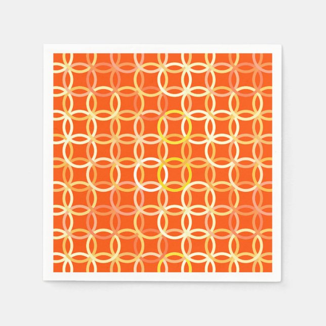 Mid-Century Modern circles, mandarin orange Paper Napkins (Front)