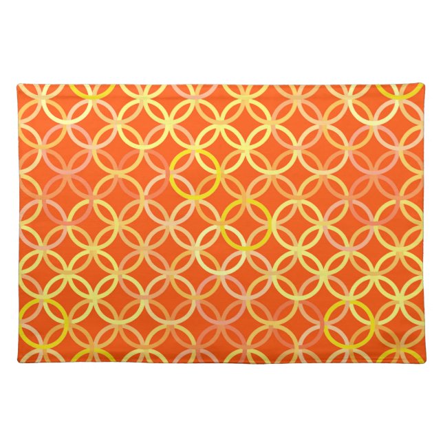 Mid-Century Modern circles, mandarin orange Placemat (Front)