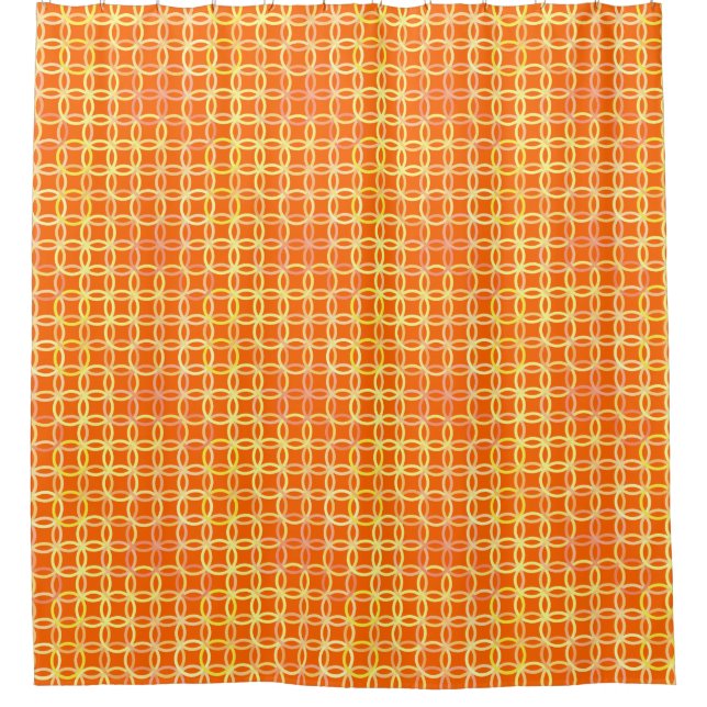 Mid-Century Modern circles, mandarin orange Shower Curtain (Front)