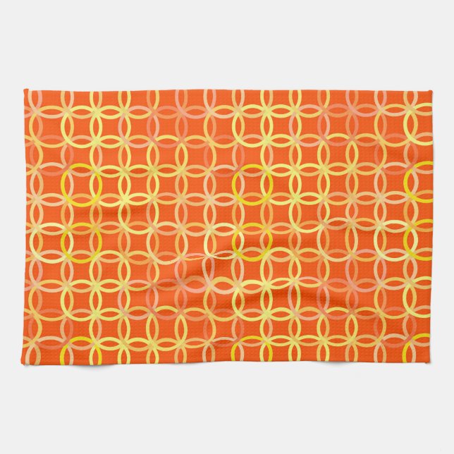 Mid-Century Modern circles, mandarin orange Towel (Horizontal)