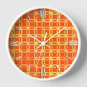 Mid-Century Modern circles, mandarin orange Wall Clock