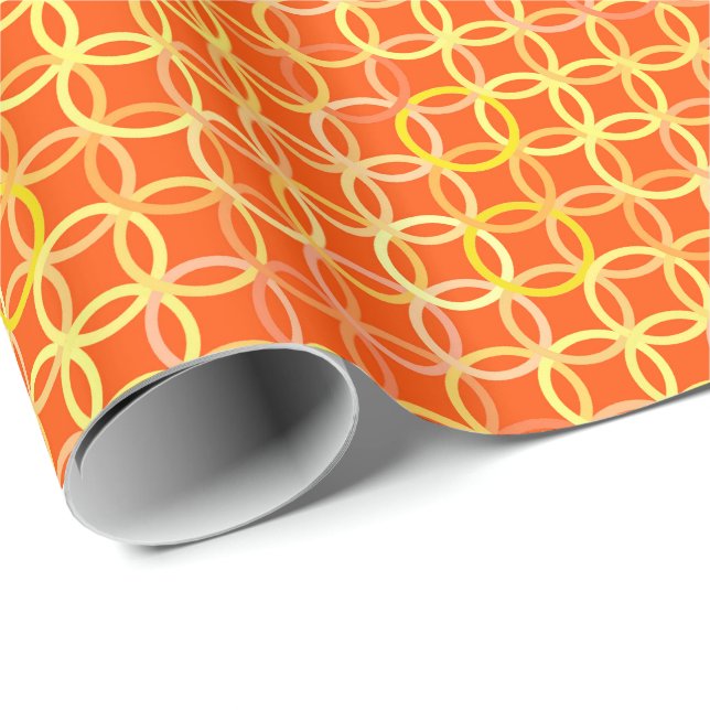 Mid-Century Modern circles, mandarin orange Wrapping Paper (Roll Corner)