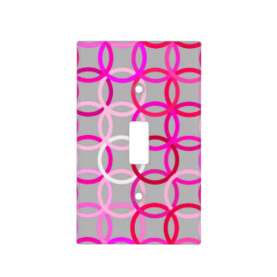 Mid-Century Modern circles, pink, magenta and grey Light Switch Cover
