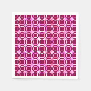 Mid-Century Modern circles, plum and orchid pink Paper Napkins