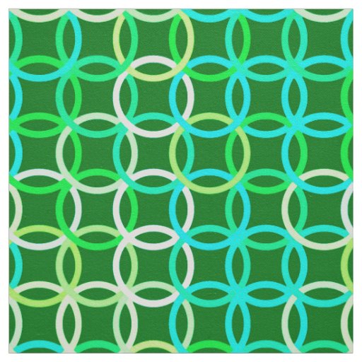 Mid-Century Modern circles, shades of green Fabric