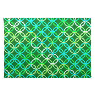 Mid-Century Modern circles, shades of green Placemat