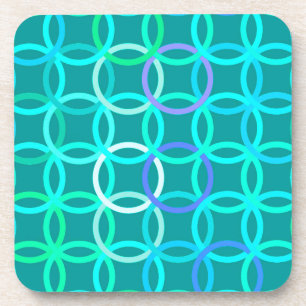 Mid-Century Modern circles, turquoise and aqua Beverage Coaster
