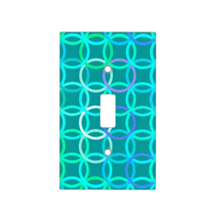 Mid-Century Modern circles, turquoise and aqua Light Switch Cover