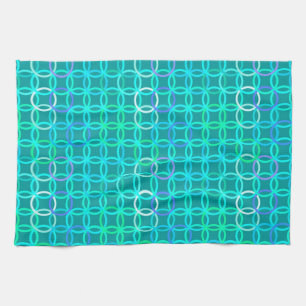 Mid-Century Modern circles, turquoise and aqua Towel
