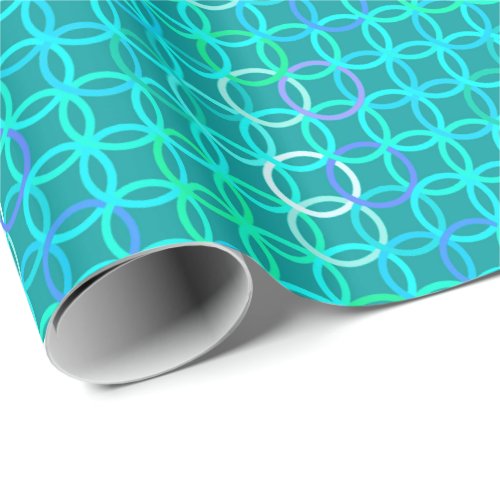 Mid_Century Modern circles turquoise and aqua Wrapping Paper