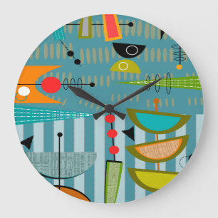 Mid-Century Modern Clock Half Ovals 27