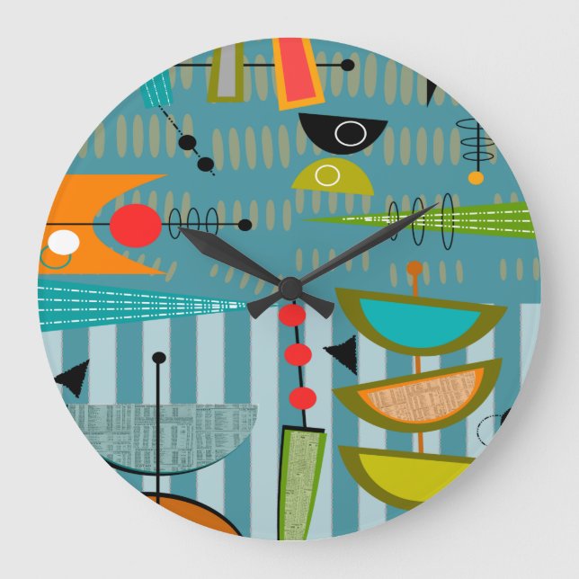 Mid-Century Modern Clock Half Ovals 27 (Front)