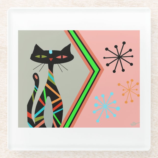 Mid century modern coaster art gift (Front)