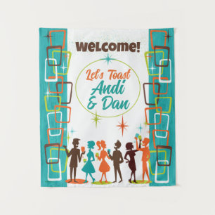 Mid-Century Modern Cocktail Party Banner Tapestry