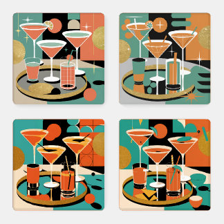 Mid Century Modern Cocktail Party Coaster Set