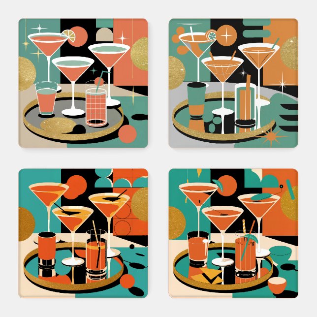 Mid Century Modern Cocktail Party Coaster Set (Set)