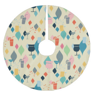 Mid Century Modern Cocktails Brushed Polyester Tree Skirt