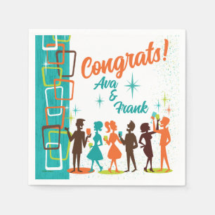 Mid Century Modern Cocktails Engagement Party  Napkins
