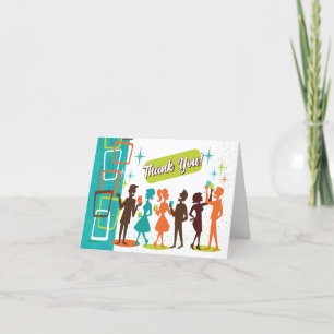 Mid-Century Modern Cocktails Engagement Party Thank You Card