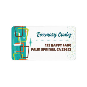 Mid-Century Modern Cocktails Return Address Labels