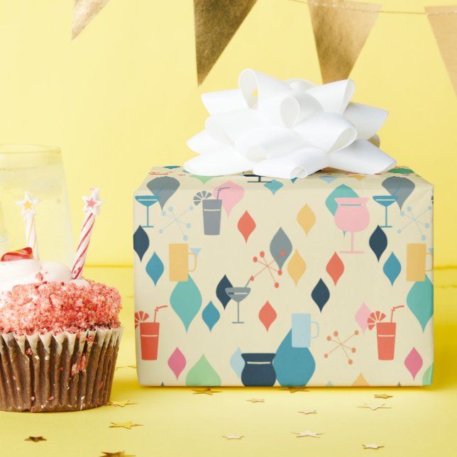 Mid Century Modern Cocktails Wrapping Paper (Birthday Party)