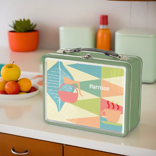 Mid Century Modern Coffee Personalized Metal Lunch Box