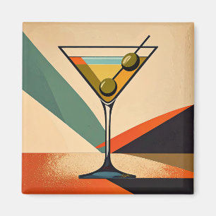 Mid Century Modern Color Block Martini Art Magnet