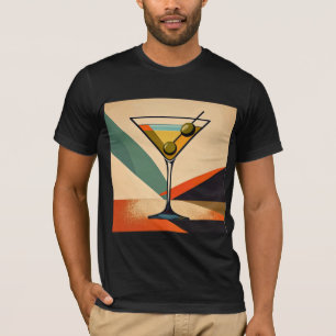 Mid Century Modern Color Block Martini Art T-Shirt