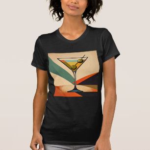 Mid Century Modern Color Block Martini Art T-Shirt