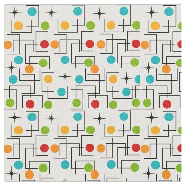 Mid-Century Modern Color Grid Fabric (Close Up)